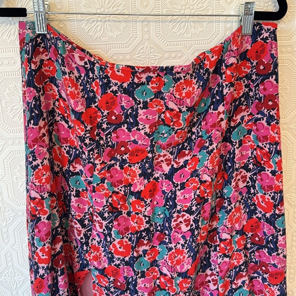 ⬇️ Anthropologie The Lille Side-Slit Midi Skirt by Maeve Pink Floral Size 14 - Picture 9 of 13